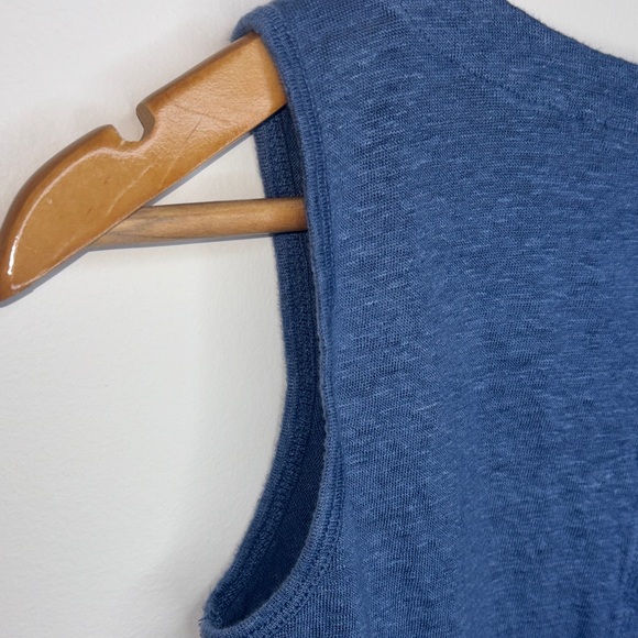 Joie Blue 100% Linen Sleeveless Henley Tank Top - Picture 11 of 12
